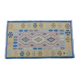 Modern schemerblauw Kelim vloerkleed