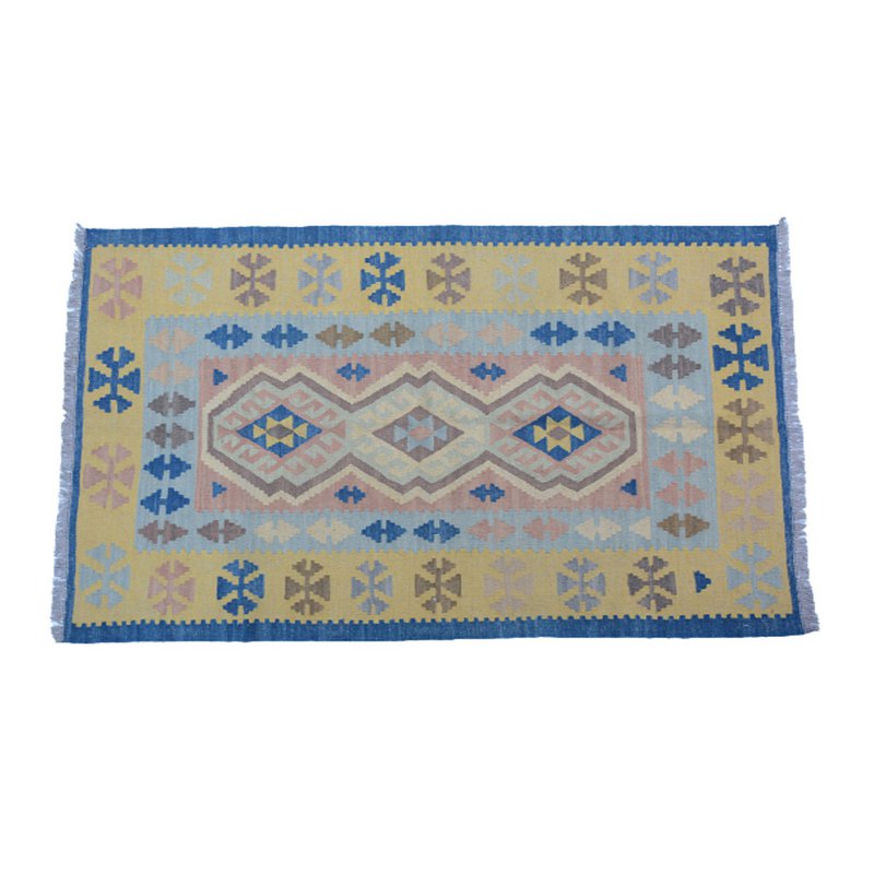 Modern schemerblauw Kelim vloerkleed