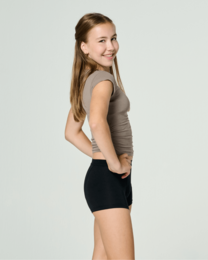 Menstruationshose Boyshort Mädchen – starke Absorption (schwarz, rosa Aufdruck)
