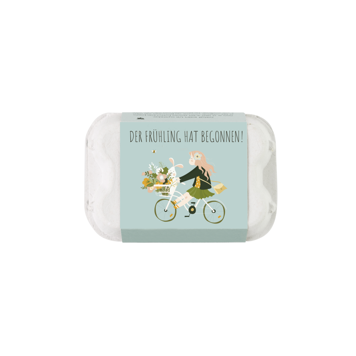 Eierschachtel - Frühling - Mädchen auf dem Fahrrad