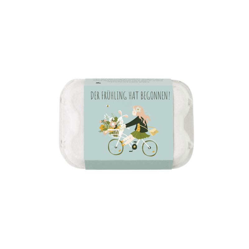 Eierschachtel - Frühling - Mädchen auf dem Fahrrad