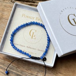 Power Bracelet With Blue Agate - Gemstone - Bead bracelet - 4mm
