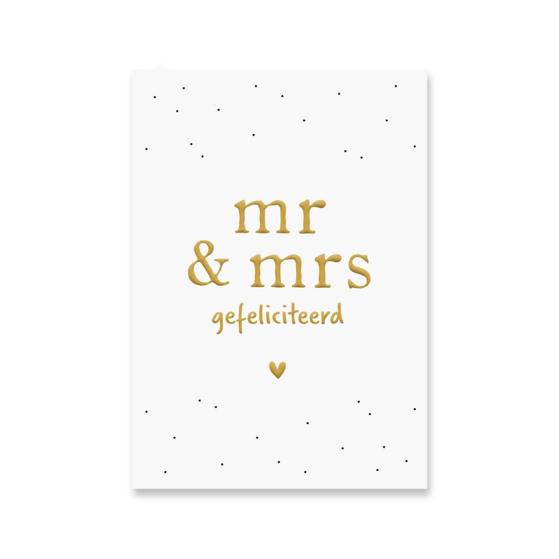 Kort Mr & Mrs | guldfolie