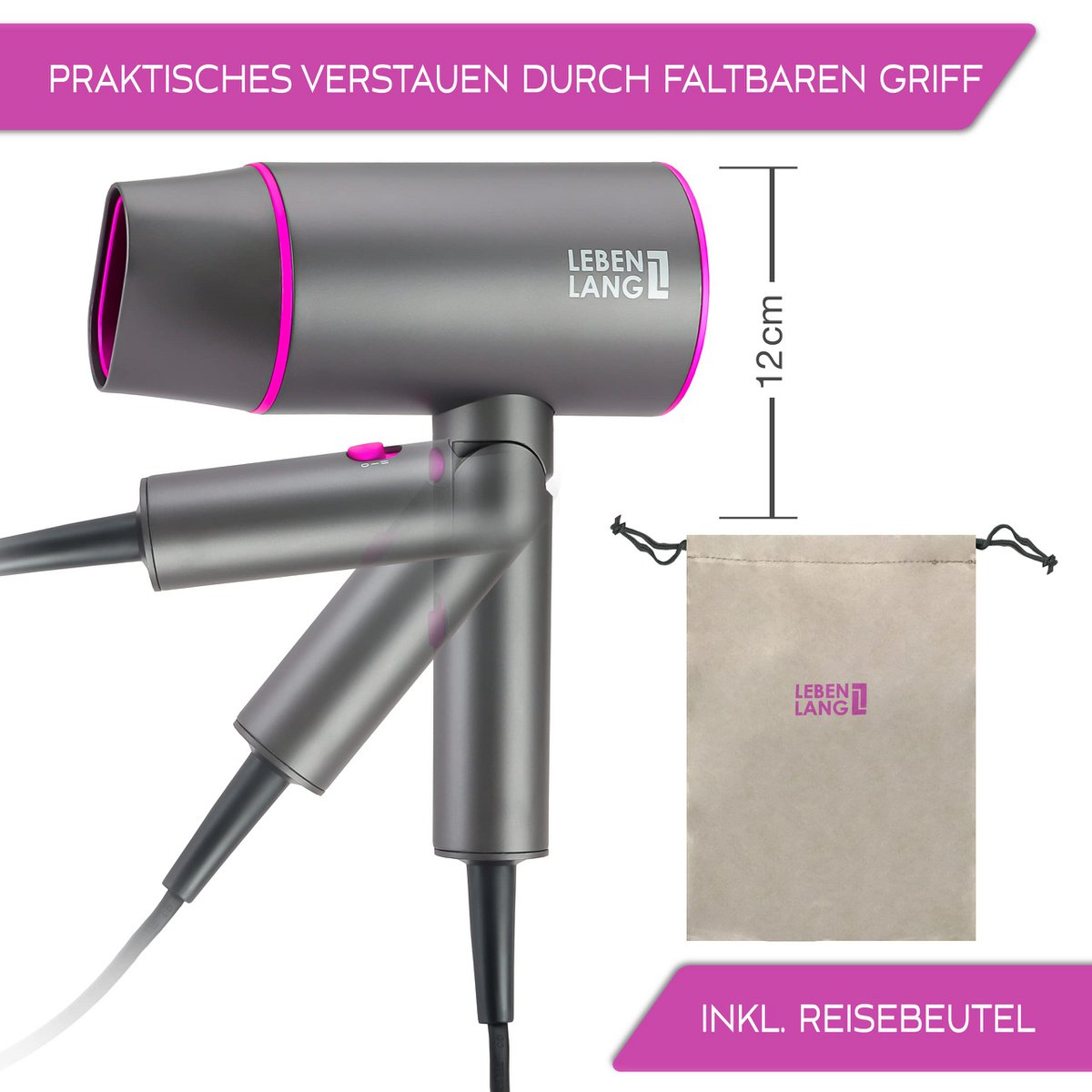 Secador de pelo LIFETIME ion 2100W - antipuntas abiertas con modo aire frío | Secador de pelo de viaje plegable | Secador de pelo Secador de pelo Secador de pelo Secador de pelo pequeño Secador de pelo Secador de viaje Secador de pelo Accesorios de p