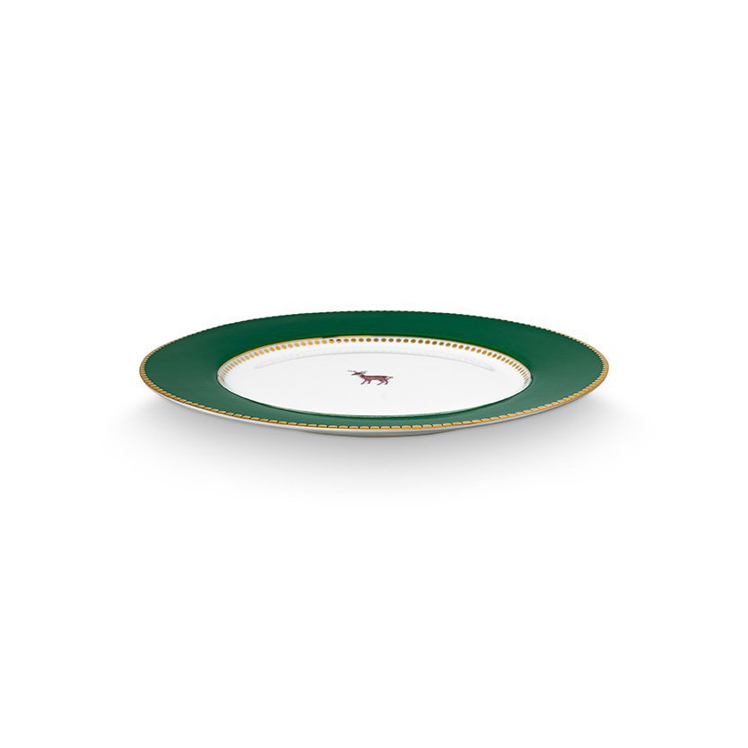 Plate Love Birds Deer Dark Green 21cm