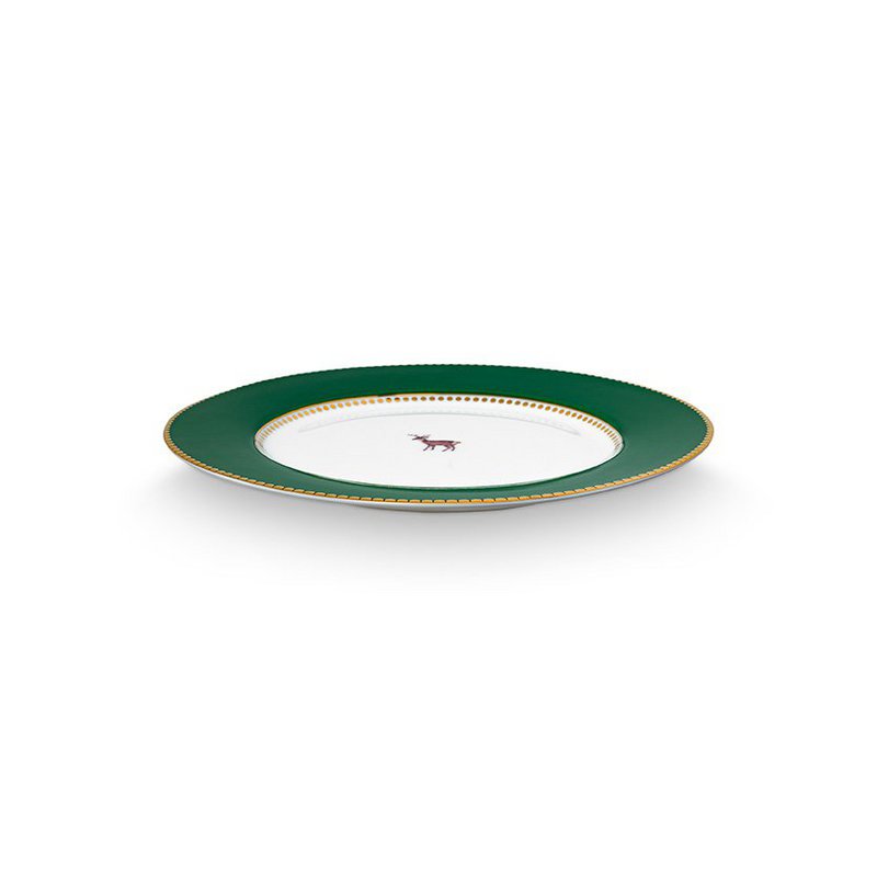 Plate Love Birds Deer Dark Green 21cm