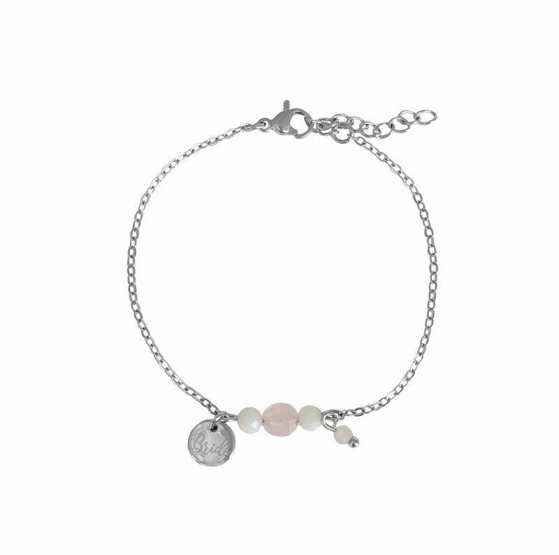 Bruids Armband Rozenkwarts & Maansteen - Zilver