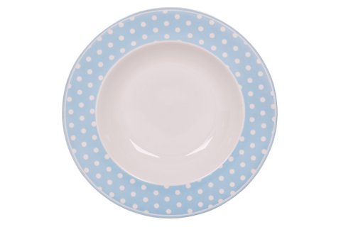 Porseleinen soepbord Polka dot pastel blauw 22 cm Isabelle Rose
