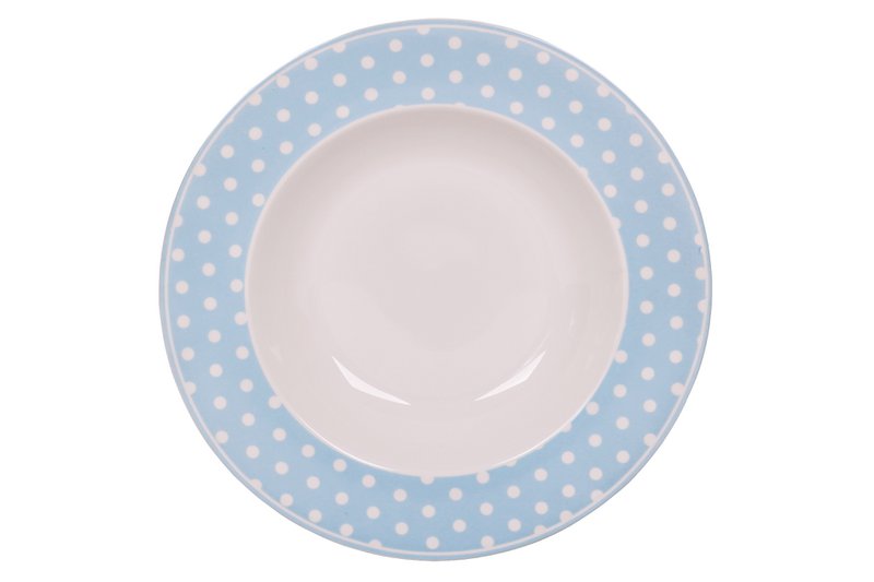Porcelænssuppetallerken Prikket pastelblå 22 cm Isabelle Rose