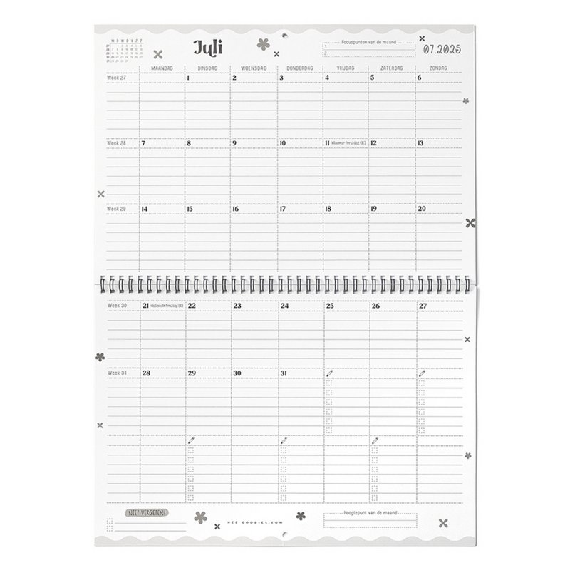 LUNA Family Planner 2025 // XL Monthly Calendar Family Planner Six Persons
