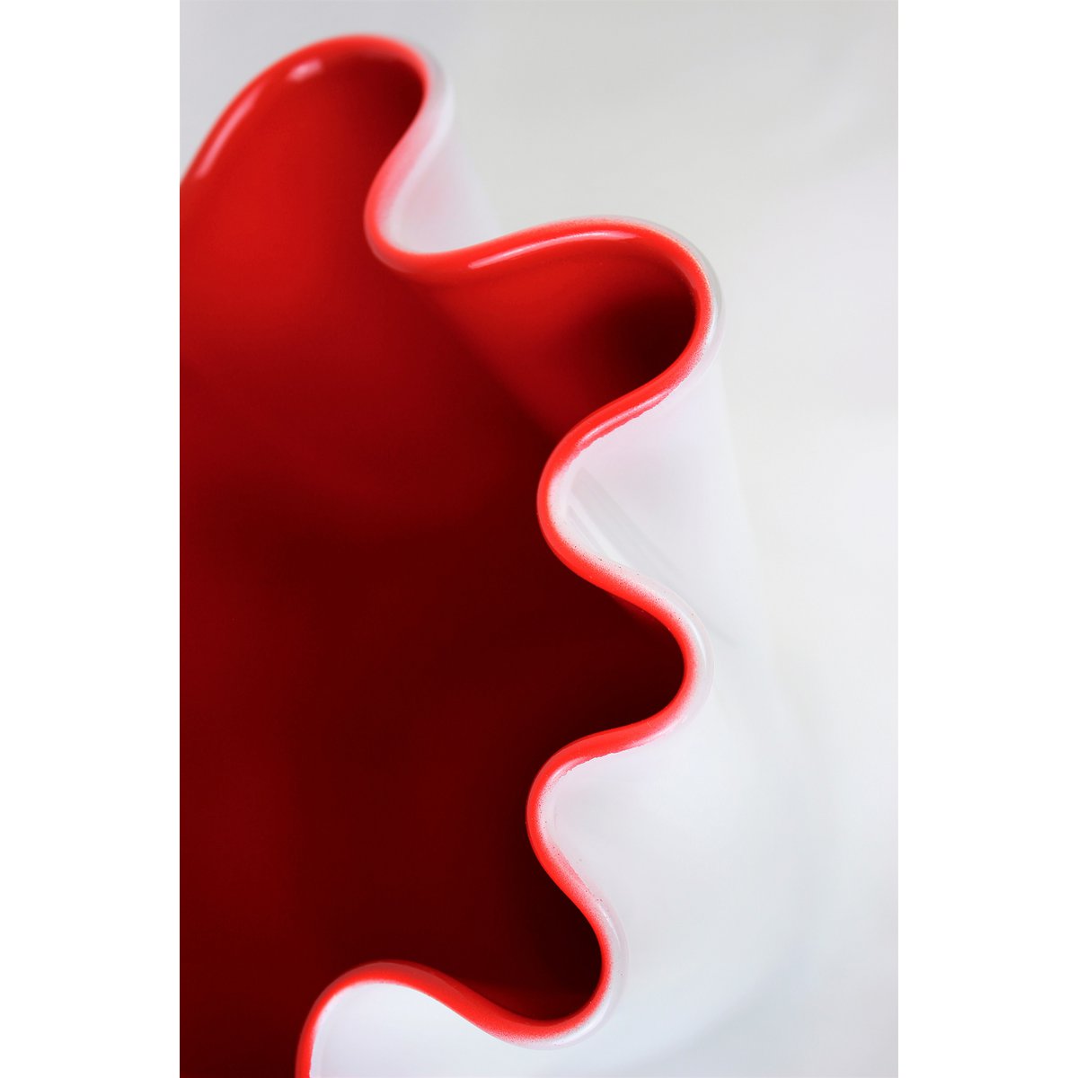 Vase Glas gewellt zweifarbig weiß rot Tischvase Glasvase 21 x 21 x 30 cm