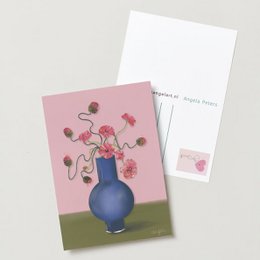 Illustration blomster i vase lykønskningskort