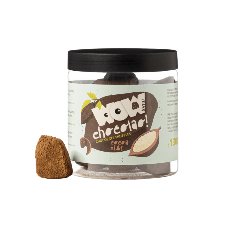 Cocoa Nibs Chocolate Truffles Gift Jar 130g | Crunchy Cocoa Chocolate