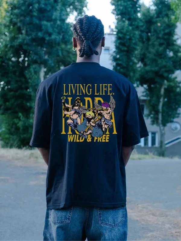 T-shirt Boxy Fit Wild and Free 100% Cotone Made in Italy