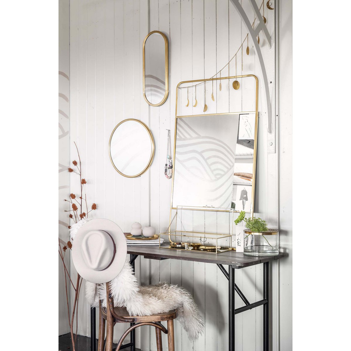 Mirror Oval Gold 20x50cm