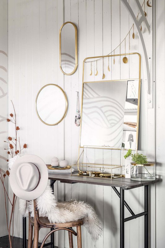 Mirror Oval Gold 20x50cm