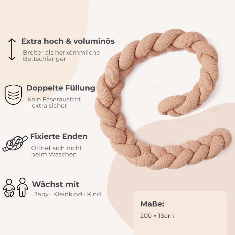 Cama serpiente trenzada gofre suave caramelo XL