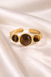 Orion – Justerbar Statement Ring med Tiger Eye – Guldfarvet
