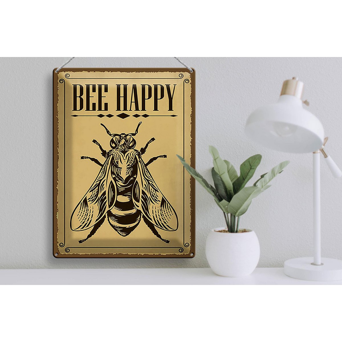 Tin sign note 30x40cm Bee happy bee honey beekeeping