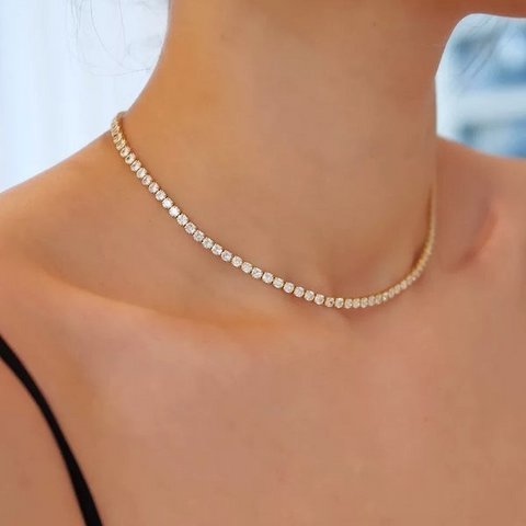 Timeless Diamond-Look Rivière Choker Necklace