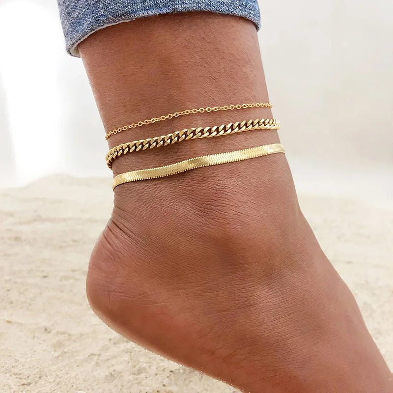 Snake Chain Ankelkæde til Kvinder Piger Justerbar Summer Beach Chain Ankelkæde Armbånd Mors Dag Gaver Rustfrit Stål Ikke Allergisk
