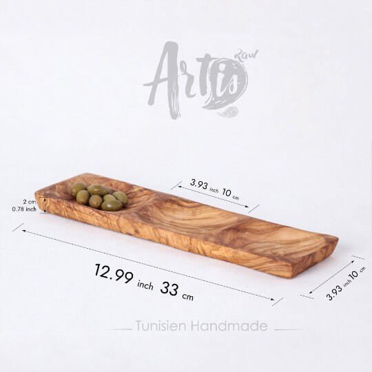 3-Compartment Olive Wood Appetizer Tray – Handmade