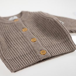 Knitted Woolen Baby Cardigan - Merino Wool - Cobble