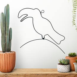  Toucan silhouette wire wall art, minimalist line drawing bird decoration, wall jewelry sculpture.
