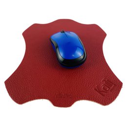 K0001VB | Made in Italy mouse pad in genuine full-grain leather, dollar grain - Red - Dimensions: 20 x 23 cm - Packaging: TNT tubular bag