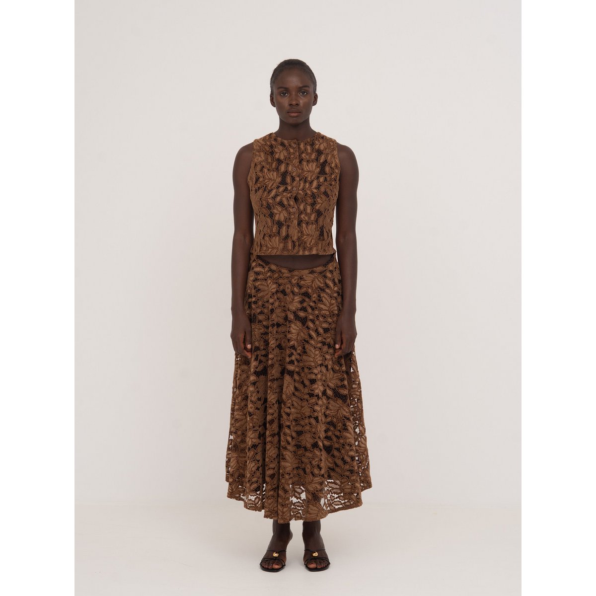 Lovers Brown Velvet Lace Occasion Skirt
