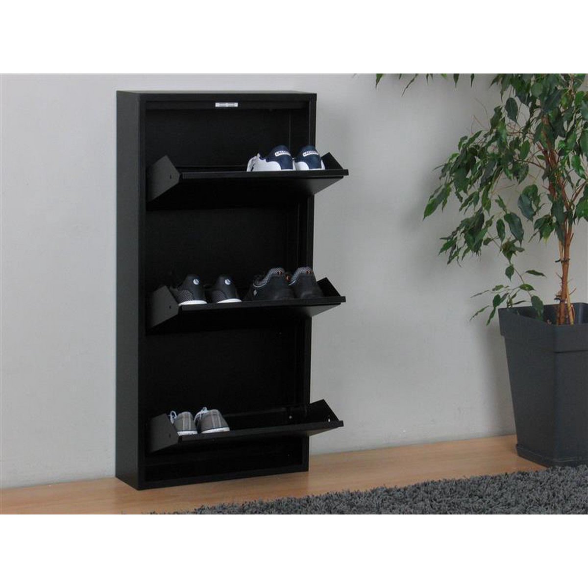Schuhschrank aus Metall 3 - Türen | Mattschwarz