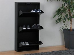 Metal shoe cabinet 3 - doors | Matt black