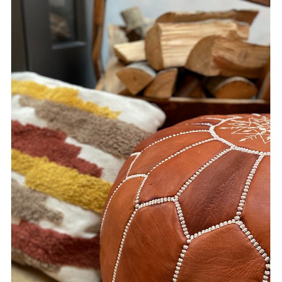 Lederen Pouffe - Terra Brown
