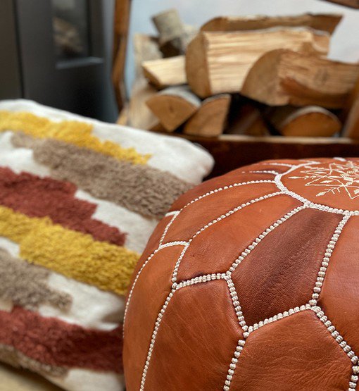 Lederen Pouffe - Terra Brown