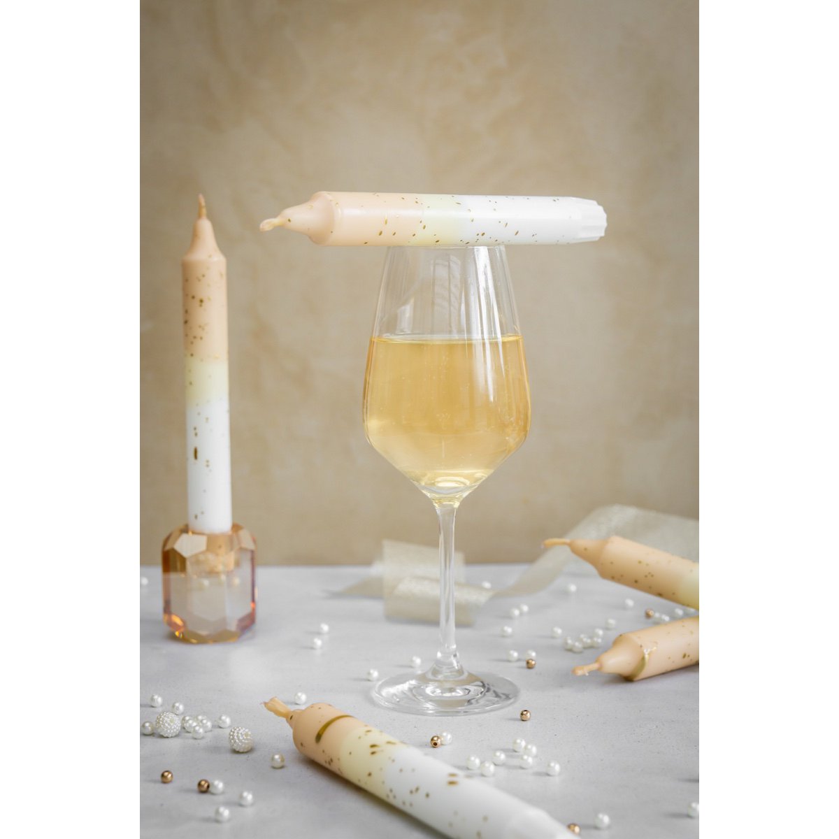 Candlestick Candle Holder Crystal Champagne
