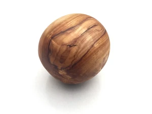 Olive wood ball carved freehand decorative wooden ball small