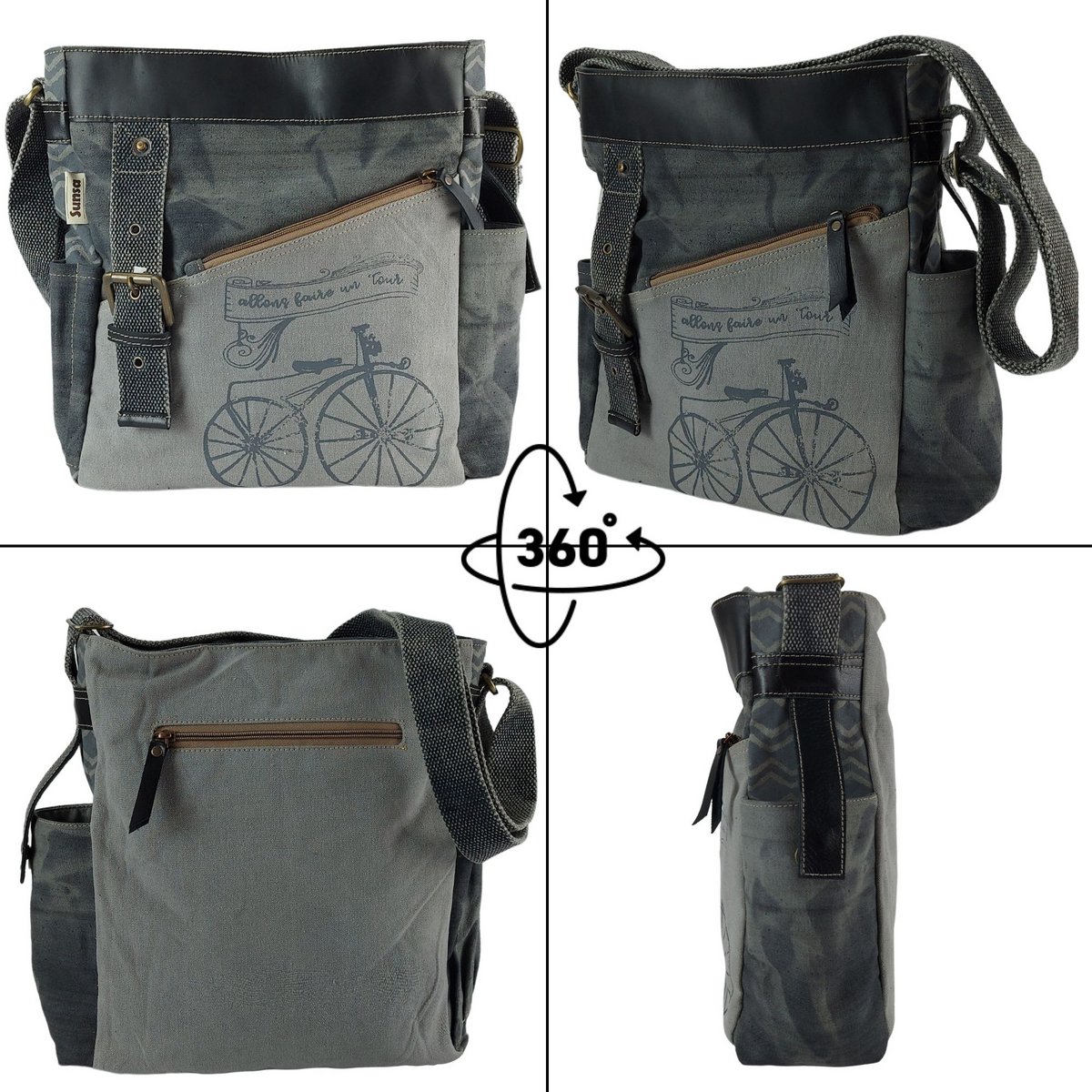 Sunsa dames schoudertas. Schoudertas in vintagestijl. Canvas handtas. kleine crossbodytas voor dames