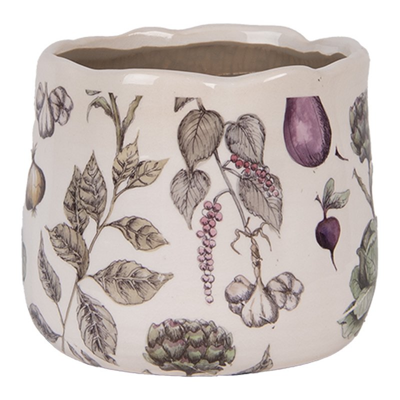 Blumenpot Ø 14x12 cm beige Keramikgemüse