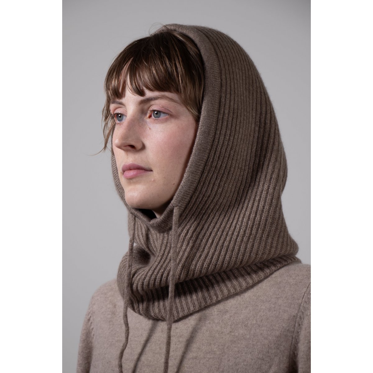 Acanalado: 100% de cachemira balaclava de punto