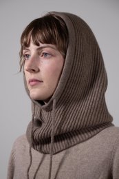 Acanalado: 100% de cachemira balaclava de punto