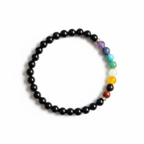Damenarmband Onyx 6 mm mit Chakra -Farben