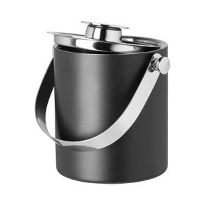 Ice cube bucket NATHAN stainless steel powder-coated glossy black silver Ø 12 cm x 13.5 cm