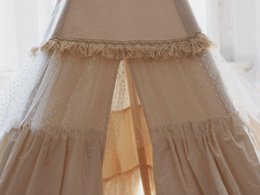 Set „Shabby Chic“ Tipi mit Rüschen und Blättermatte „Weiß“.