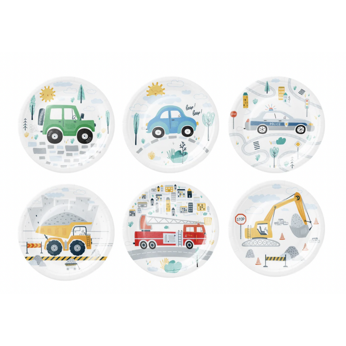 Paper plates vehicles | 6 prints | 18 cm