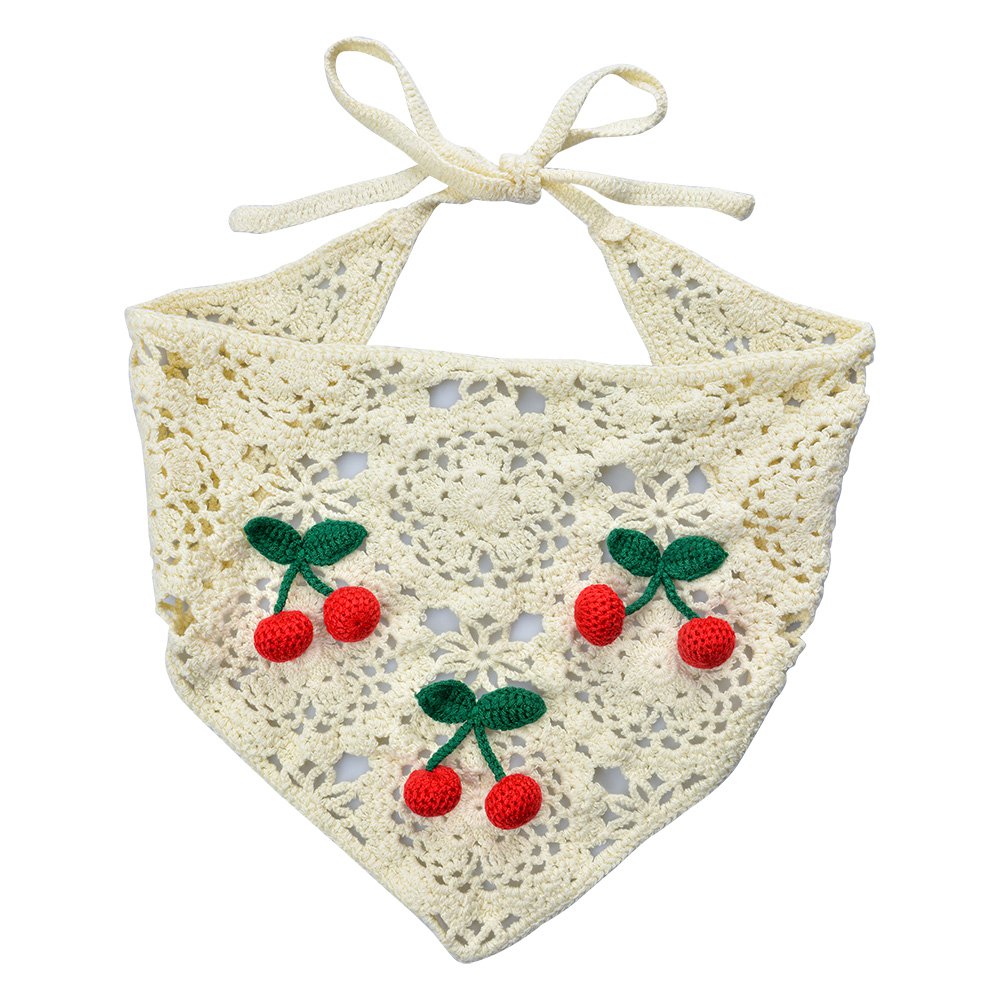 Bandana Kind 80 cm Beige Baumwolle Kirschen