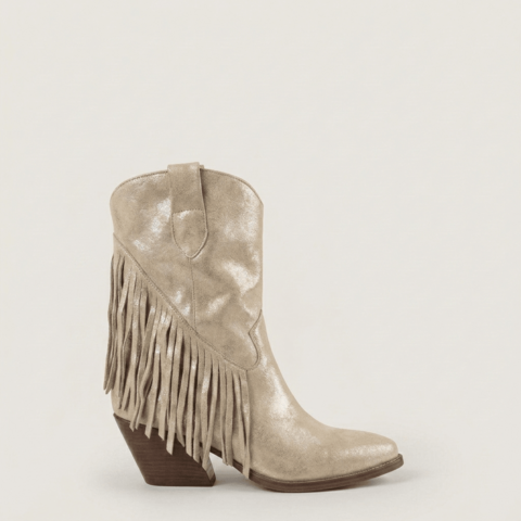 Dakota Shine Beige Texan Ankle Boots