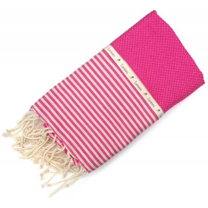 Hamamtuch Fouta Waffelstreifen - Fuchsia - 100x200cm