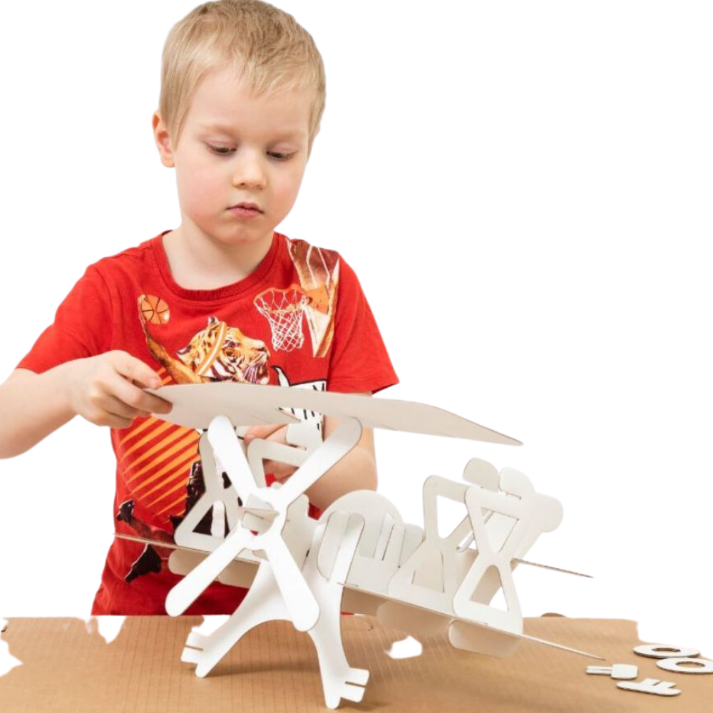 Maqueta de avión, juguete de cartón para construcción y pintura, bricolaje, 3D, blanco, 6+