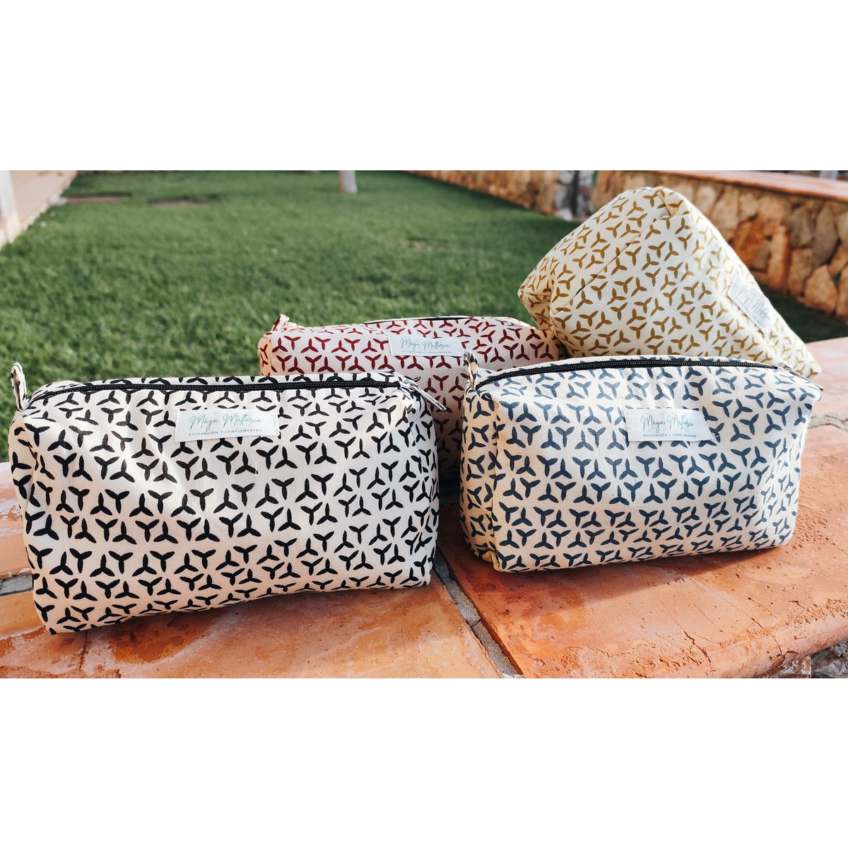 PACK DE 3 UNITÉS - POCHETTE EN COTON IMPRIMÉ BLOCK COLLECTION DEIA
