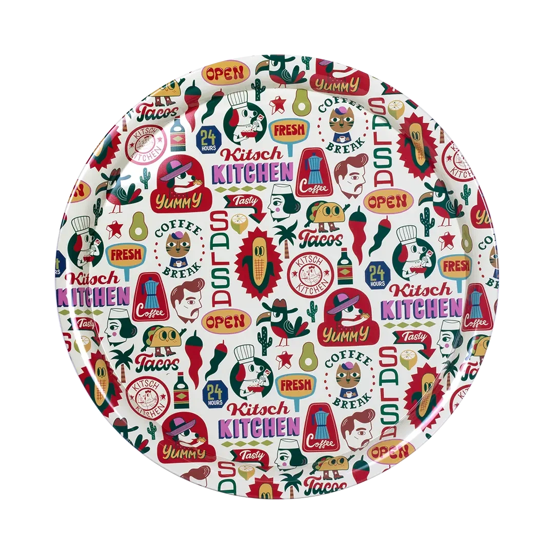 Kitsch Kitchen rond blikken dienblad El Restaurante Mexicaanse zomer